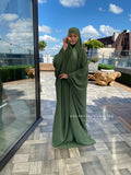 Olive crepe Khimar, muslim summer jilbab dress