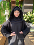 Black cotton fee size cotton maxi dress with hood