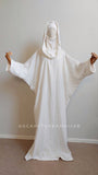 Ivory free size cotton maxi dress with hood