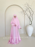 Elegant pink maxi dress with khimar