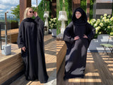 Black cotton fee size cotton maxi dress with hood