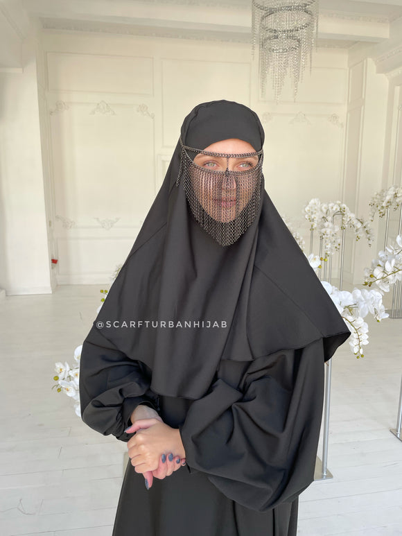 Black jewellery face mask, Chain niqab